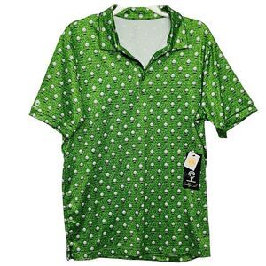 NEW Caddy Cart Tee'd Up Green Men's Golf Polo Shirt M